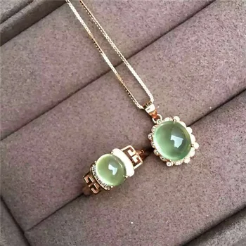 

KJJEAXCMY boutique jewelry Color treasure crystal jewelry 925 silver inlaid Natural Stone Gemstone Ring Pendant Necklace