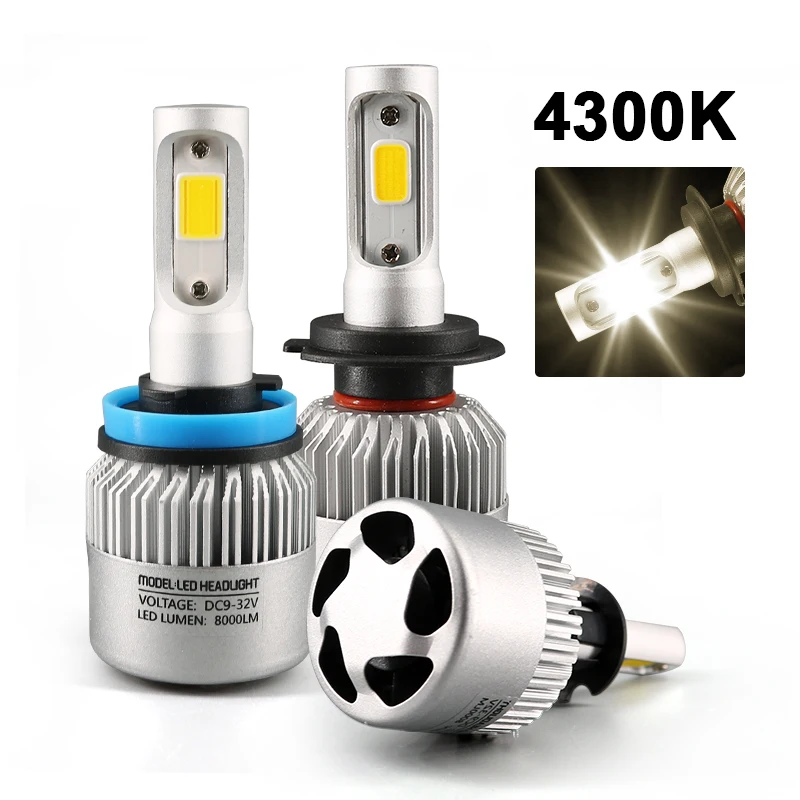 4300K H4 Hi/Lo Bulbs H7 H11 9005 9006 LED H8 H9 HB4 HB3 Lamp Car