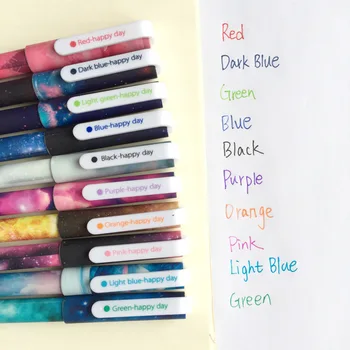 

10 Pcs Galaxy Color Gel Pen Starry Star 0.5mm Ballpoint Pens Canetas Stationery Items Office Accessories School Supplies