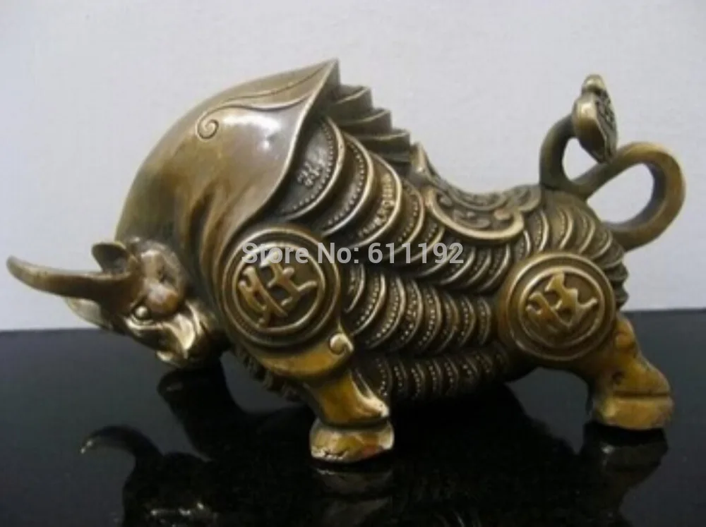 

Collectible home Feng Shui decoration Cow sculpture chinese brass Bull crafts