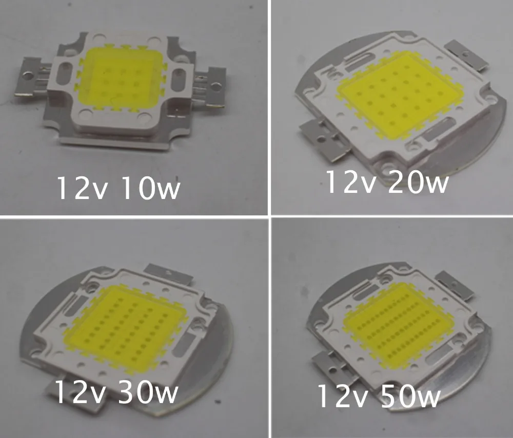 12 В 12 в 10 Вт 20 Вт 30 Вт 50 Вт белый/теплый белый светодиодный чип высокой мощности, может быть DIY огни, настольные лампы, рабочие огни, или солнечные лампы