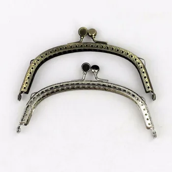 

10 pcs/lot 12.5 cm antique bronze silver Arch metal purse frame flat round head vintage embossing Kiss clasp lock bag accessorie