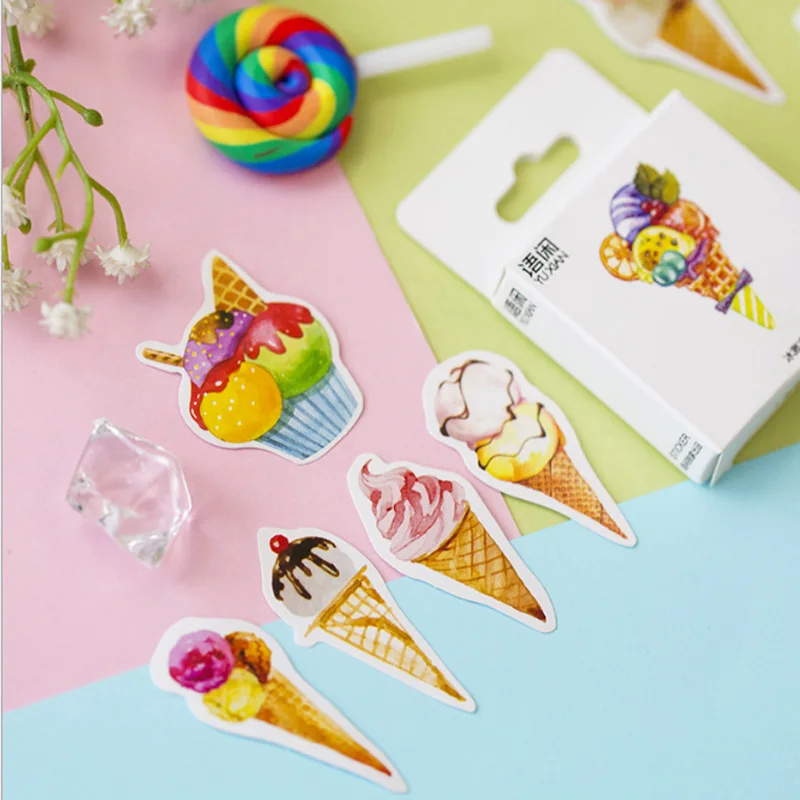 

50 pcs/lbox Ice cream mini paper sticker decoration stickers DIY Notebook Ablum diary scrapbooking label sticker stationery