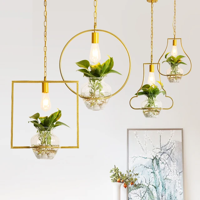 Modern decorative pendant lights Hanging lamps golden colour lampshade