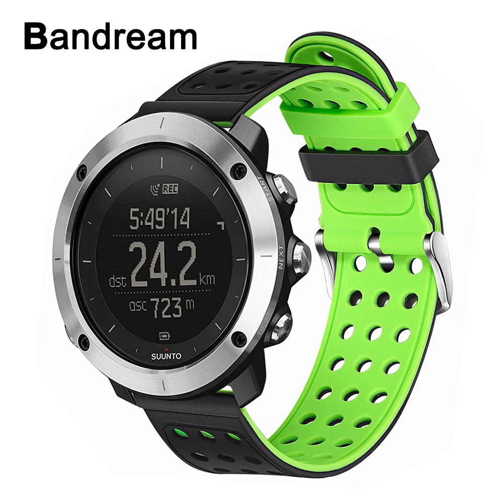 

Double Color Silicone Rubber Watchband for Suunto 9/Spartan Sport Wrist HR/Ambit 3 Vertical Quick Release Watch Band Wrist Strap