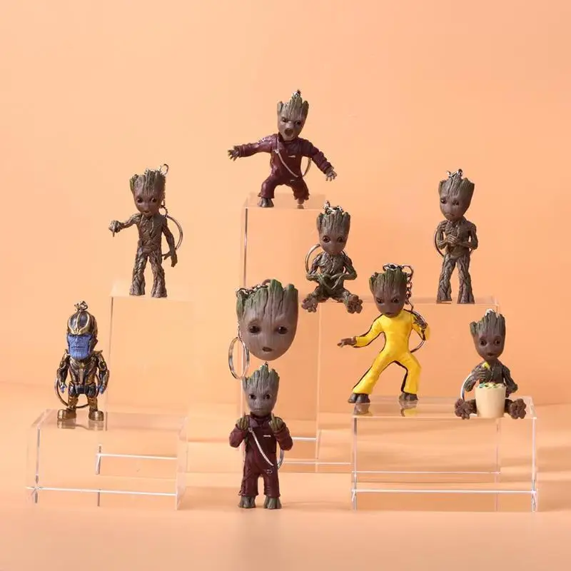 Baby Groot фигурки, игрушка, брелок для ключей, украшение для дома, Милая модель, игрушка для детей, мультяшное дерево, человек, брелок, Автомобильный подвесной декор, брелок