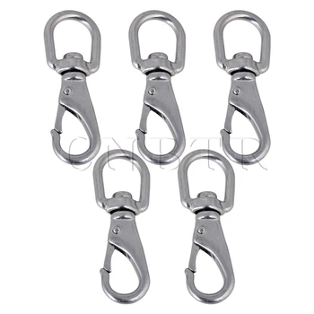 

CNBTR 69 x 25.2mm Silver 0# 304 Stainless Steel Boat Marine Pet Chains Keychains Swivel Eye Spring Snap Hook Pack of 5