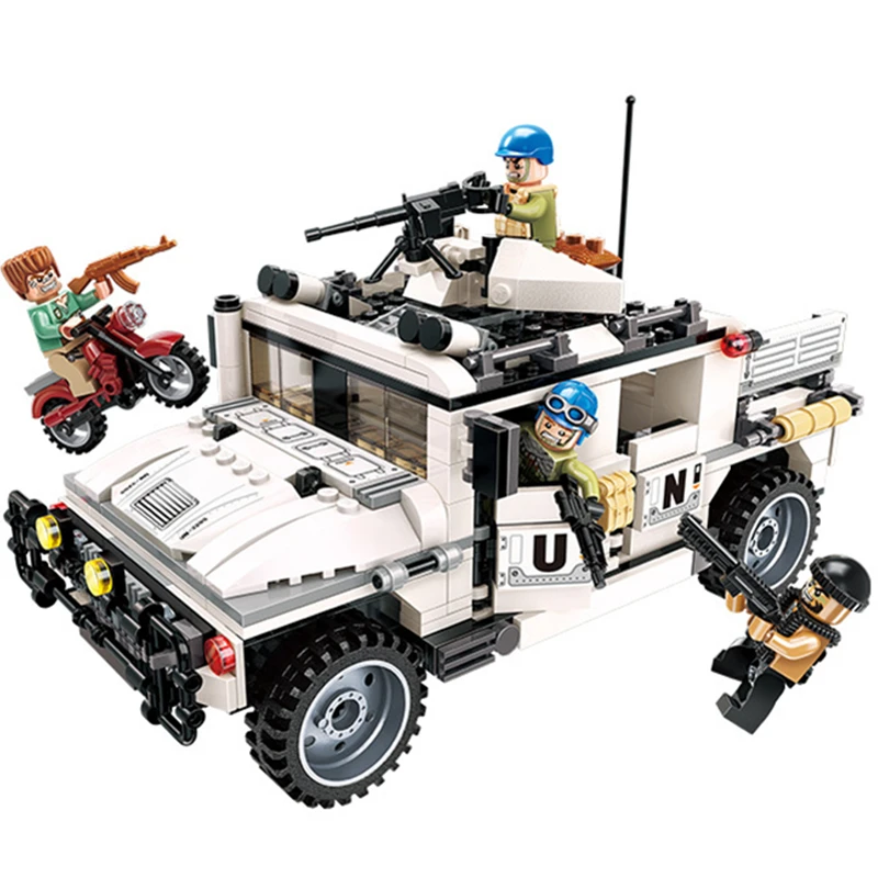 

ENLIGHTEN Military World War Transport Hummer Armored Car Army PUBG Figures Building Blocks Sets Kids Compatible Legoings City