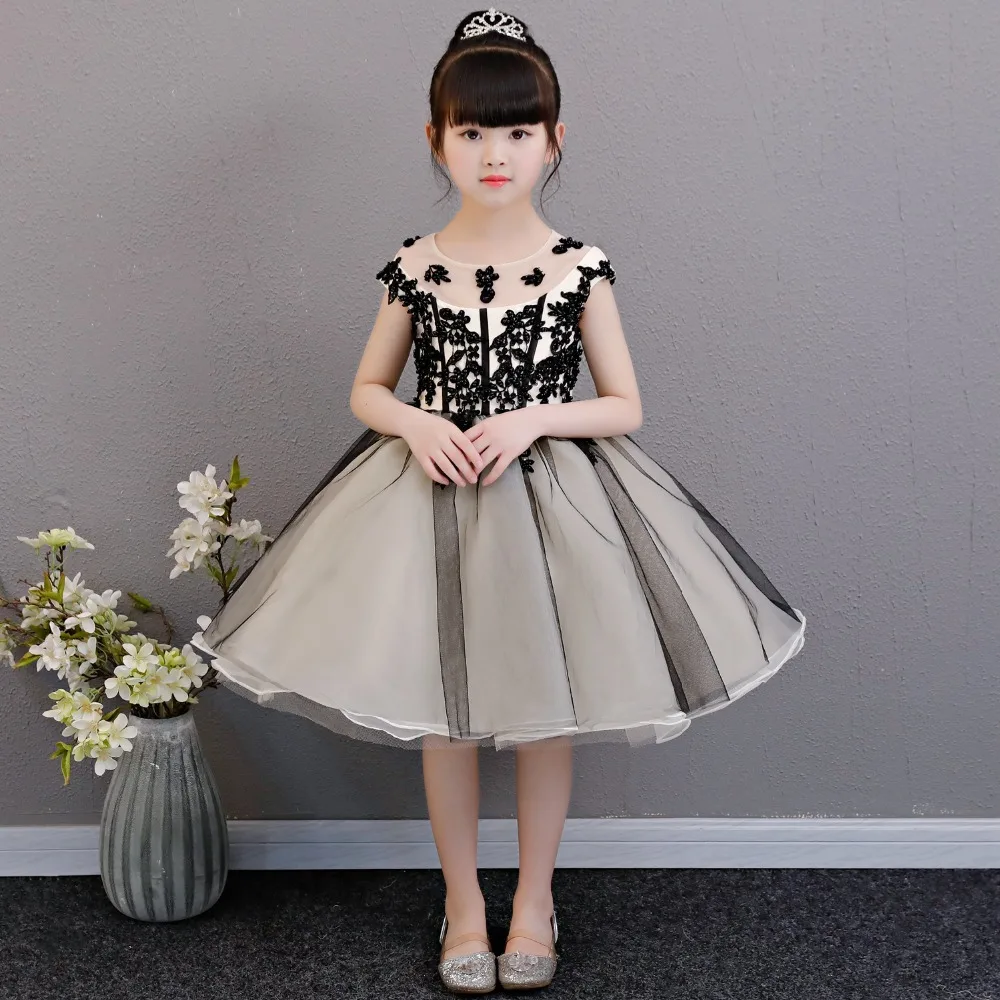 

2018 Elegant Girl Summer Dress Flower Girl Wedding Dress Tulle Lace Girl Party Princess Birthday Dress First Communion Gown