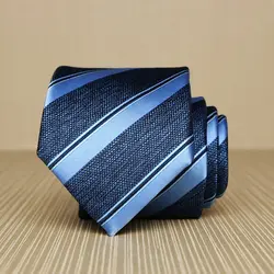 Новинка 2017 года Галстуки для Для мужчин 7 см роскошные синий полосатый Средства ухода за кожей шеи галстук формальный Бизнес галстук для