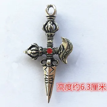 

Antique collection crescent axe Vajra imitation silver ornaments key pendant