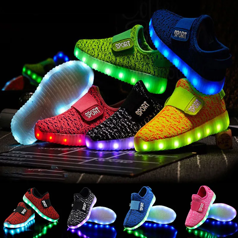 

Size 25-36 Kids LED USB Recharge Glowing Sneakers Chirldren's Light UP Shoes Led Fiber Optic Glowing Shoes for Boys Girls Sports