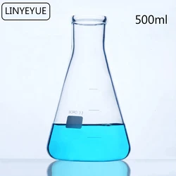 Linyeyue 500ml frasco cônico de vidro químico erlenmeyer flask borosilicato equipamento de laboratório de resistência à alta temperatura