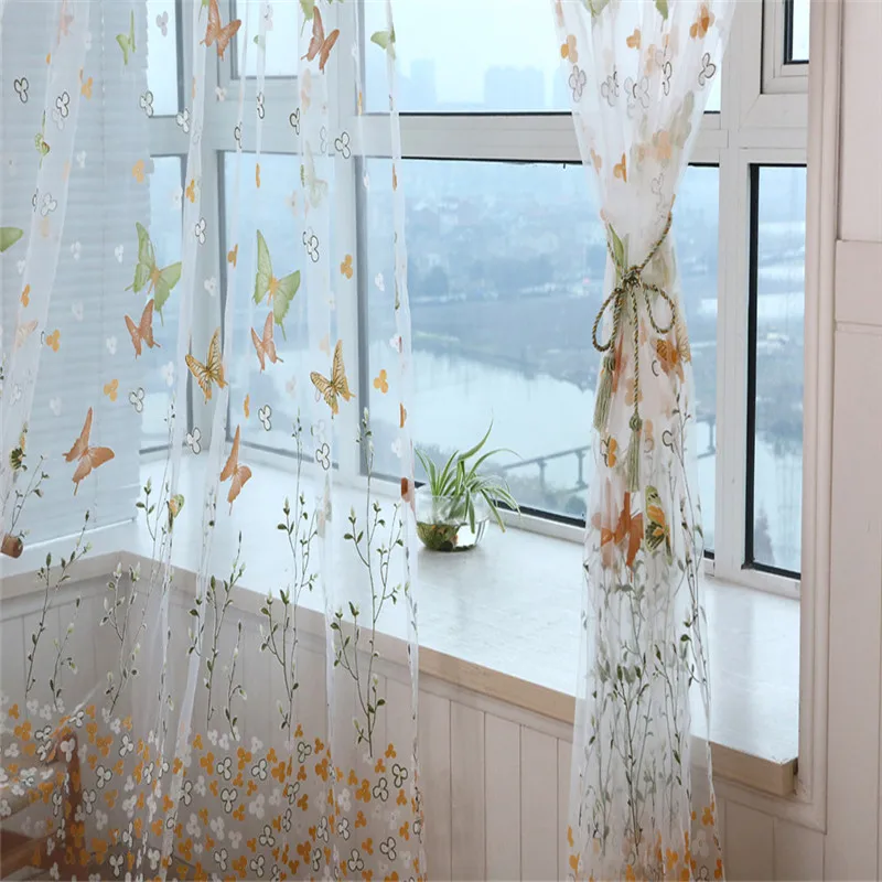 Декоративные занавески s бабочки экраны двери балкон Современная вуаль занавеска панель отвесные занавески s для гостиной Детская спальня