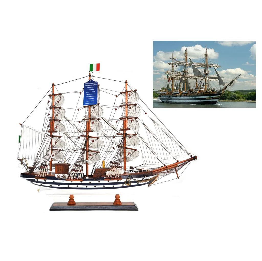 LUCKK 65 см AMERIGO VESPUCCI морская деревянная модель кораблей миниатюрная парусная лодка для домашнего офиса украшение интерьера деревянные поделки детский подарок