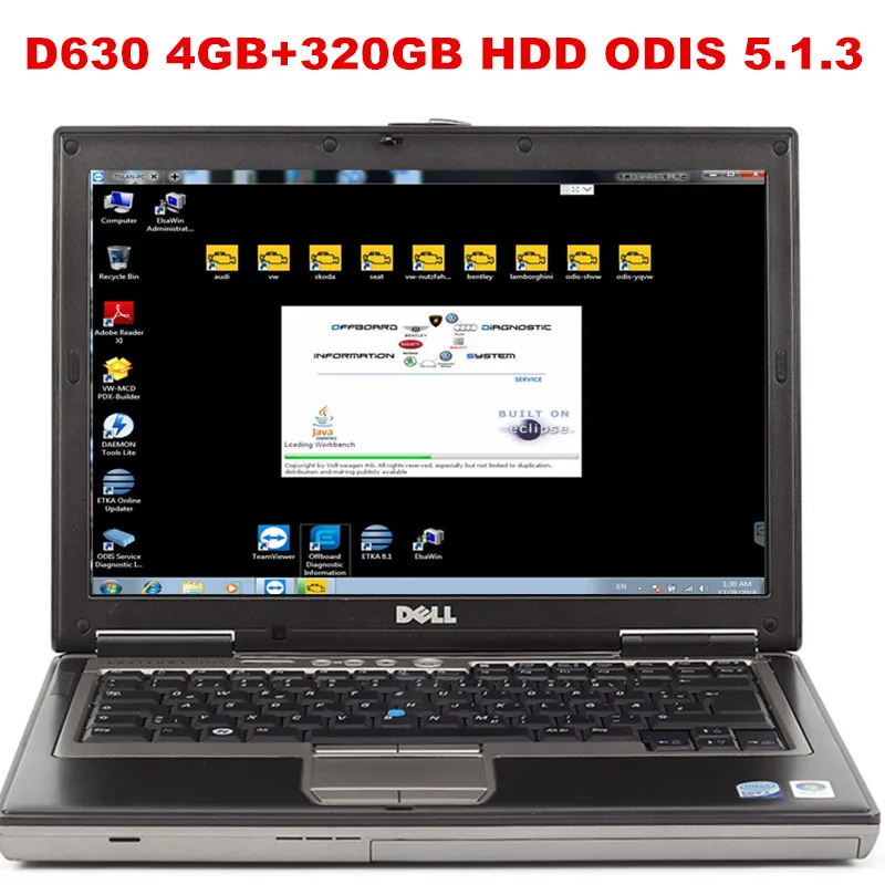 Ноутбук D630 4GB с Vas 5054A Odis 5.1.3 программным обеспечением с инженером 9,04 EKA 8 и Elawin 5,3 VASPC 19,01 VAG поддержка онлайн входа