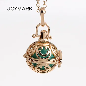 

JOYMARK 5pcs/lot Smile Face Pattern Hollow Cage Mexican Chime Magic Box Pendant Maternity Necklace For Pregnant Women HCPN68