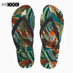 HYCOOL Для женщин летние сандалии 2018 Palm завод листья печать для взрослых унисекс мягкой плоской подошве Lover дышащий Открытый Sandalias Mujer