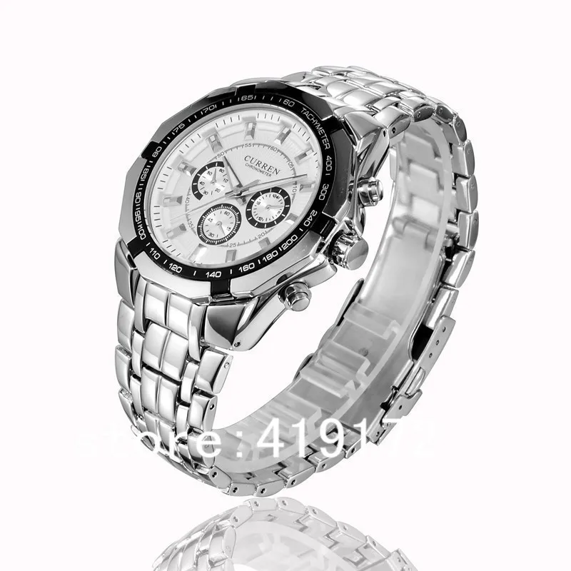 Curren Men's quartz Full stainless steel Military Casual Sports watches waterproof Brand Hot Sale r
