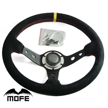 

MOFE 14inch 350MM Steering Wheel Suede Leather Steering Wheel Black Steering Wheels Deep Corn Dish Wholesale