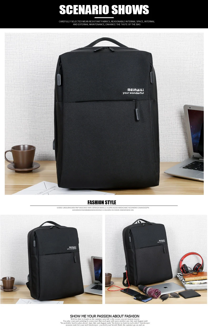 New Business Backpack USB charging 15inch Men's Women's Laptop Backpacks  For Teenager Fashion School Bag Male Travel bagpack (21)