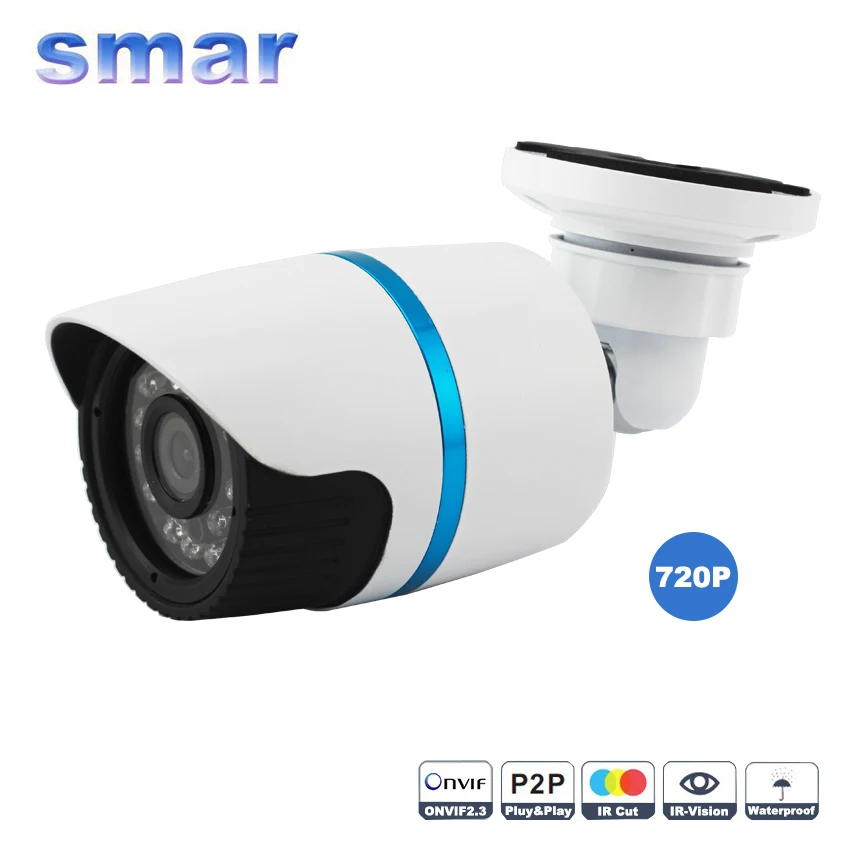  Smar IP Camera 720P/960P Outdoor Waterproof Security HD CCTV Camera 24 IR Leds 1.0MP/1.3MP Network Bullet Camera Onvif P2P Cloud 