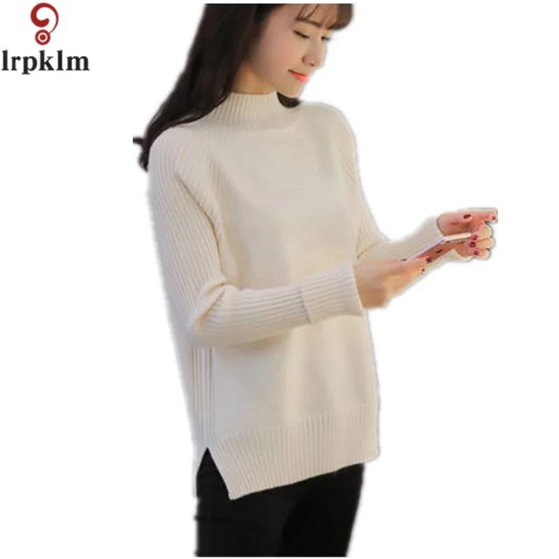 2017 Fashion Women Long Sleeve Half Turtleneck Wine Red Pullover