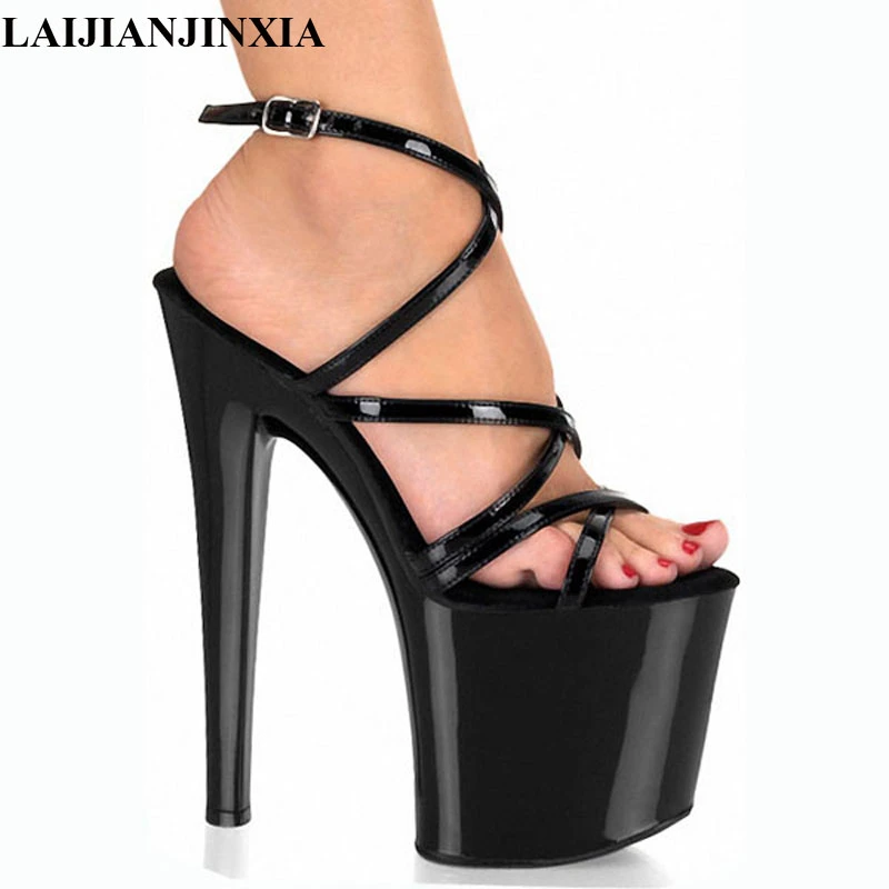 LAIJIANJINXIA Sandalias de tacón alto de aguja para mujer, zapatos sexys con plataforma de 10cm tacones altos de 20cm, novedad|Sandalias de mujer| - AliExpress