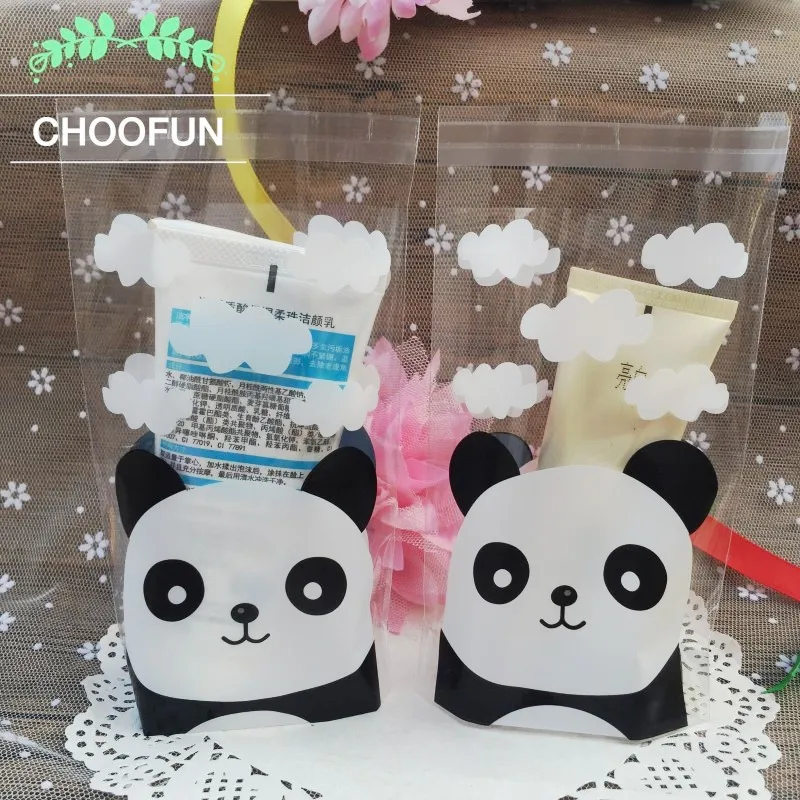 

100pcs 10*15+3cm Panda Pattern Style Self-adhesive Seal Plastic Candy Bag OPP Snack and Cake Gift Packaging Bag BZ156