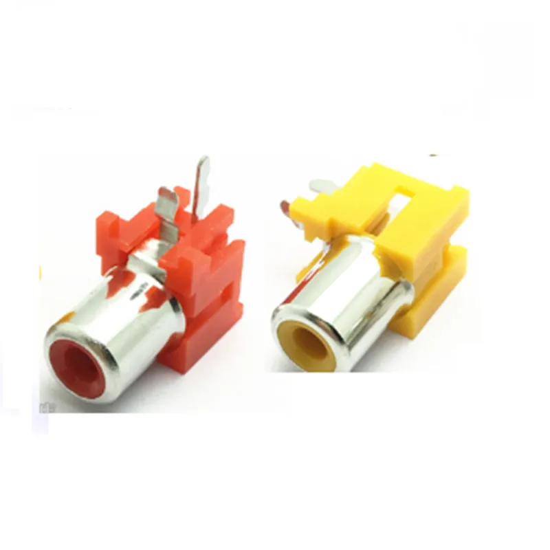 10pcs AV 8.4 5 2x Holes 2Pins RCA Sockets 90Degree Audio Video