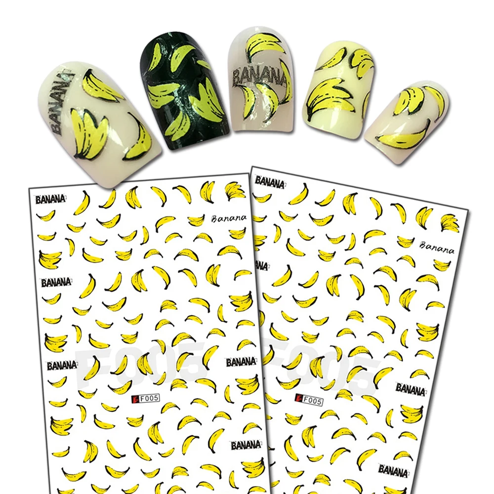 1 лист банан дизайн Вода Лето ногтей слайдер Искусство Наклейки 3D наклейка для ногтей DIY украшения Советы Маникюр Наклейка BEF005