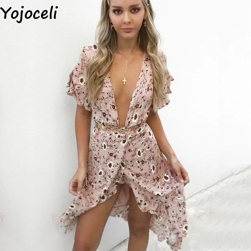 Yojoceli элегантный хлопок флористическая накидка платье женские летние рюшами