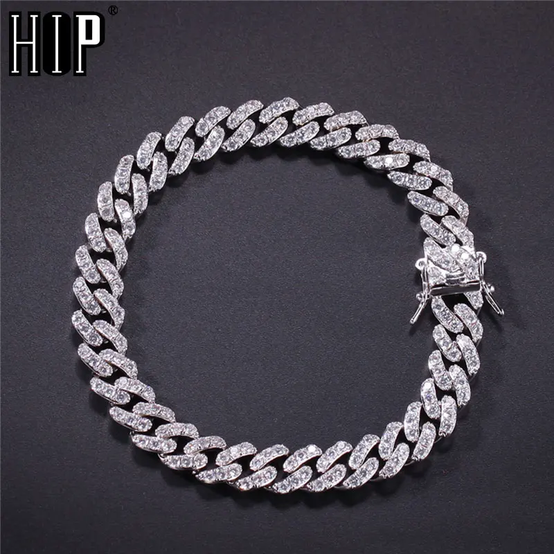 

Hip Hop 8MM Bling Iced Out AAA Cubic Zirconia Bracelet Geometric CZ Stone Tennis Cuban Chain Bracelets Men Women Jewelry