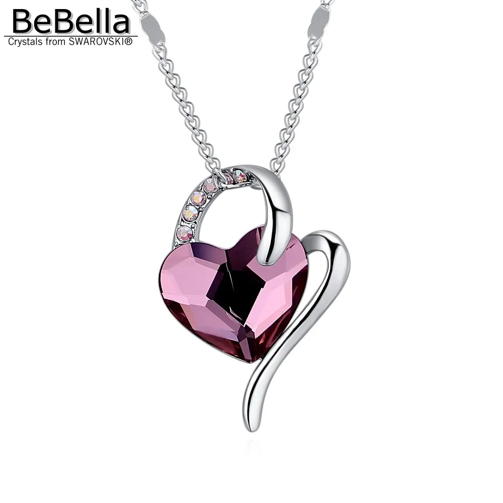 BeBella розовая подвеска в виде сердца с кристаллами Swarovski модные ювелирные изделия