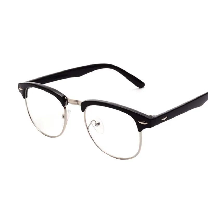 Ретро Брендовые мужские полуоправы модные очки с прозрачными линзами мужские Солнцезащитные очки женские оптические компьютерные очки оправы