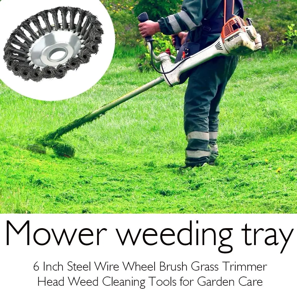6 Inch Steel Wire Wheel Brush Grass Trimmer Head Weed Cleaning Tools Easy Cutting Garden Power Tool Accessories For Lawn Mower
