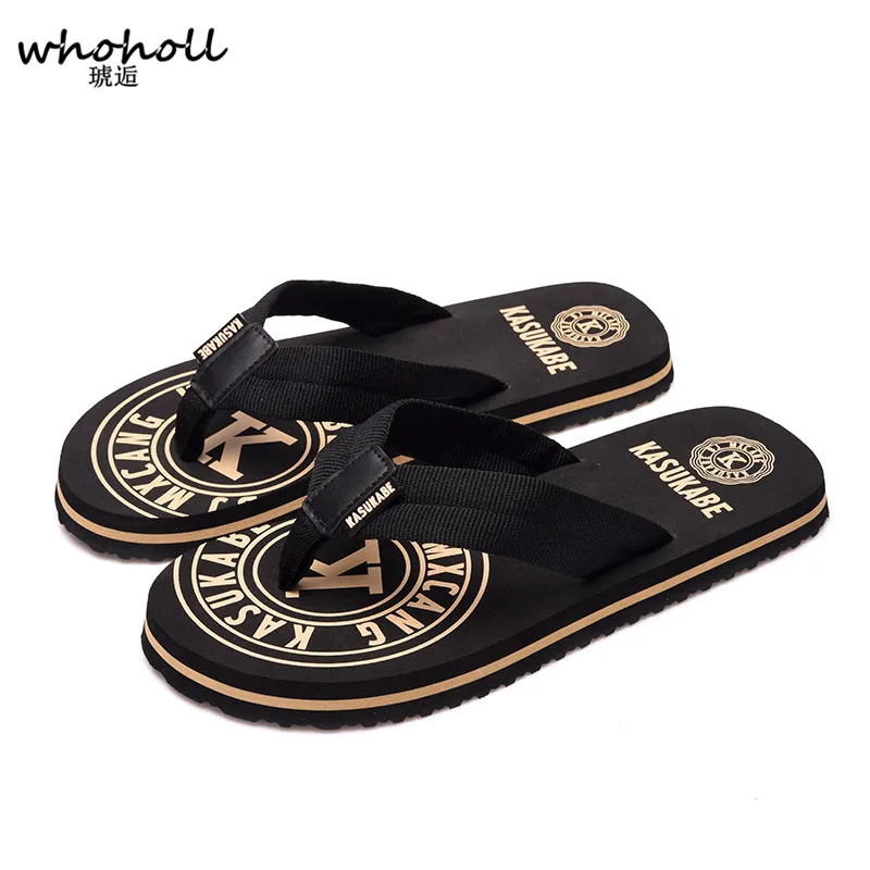 

WHOHOLL New Summer Men Flip Flops High Quality Beach Sandals Non-slide Male Slippers Zapatos Hombre Casual Shoes