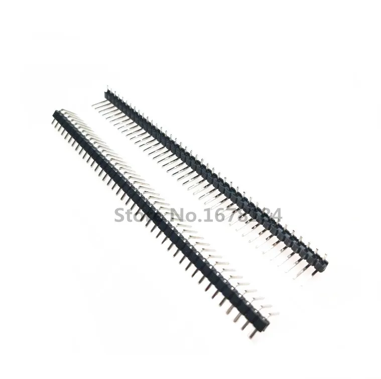 

Free shipping 10pcs 40 Pin 1x40 Single Row Male 2.54mm Breakable Pin Header Right Angle Connector Strip bending