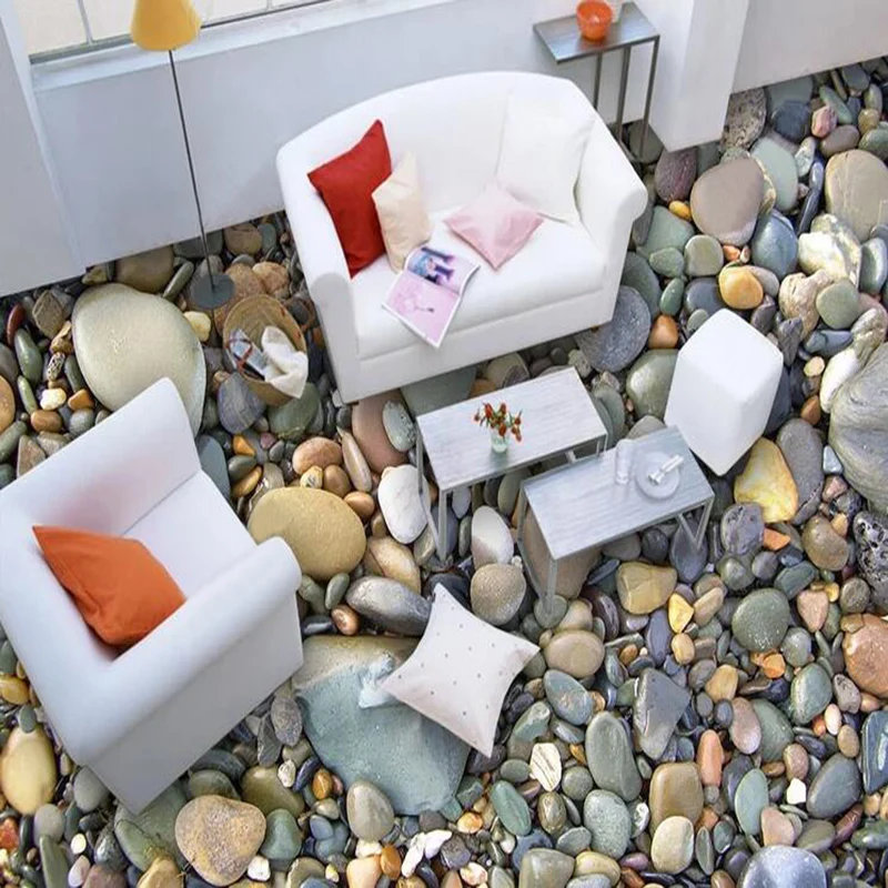 3D Stone Pebbles Decor Floor Mural Wallpaper Waterproof Sticker Living Room 