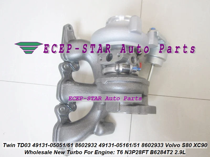 2 Twin TURBO TD03 49131-05051 49131-05061 8602932 49131-05161 49131-05151 8602933 For Volvo S80 XC90 T6 N3P28FT B6284T2 2.9L (2)