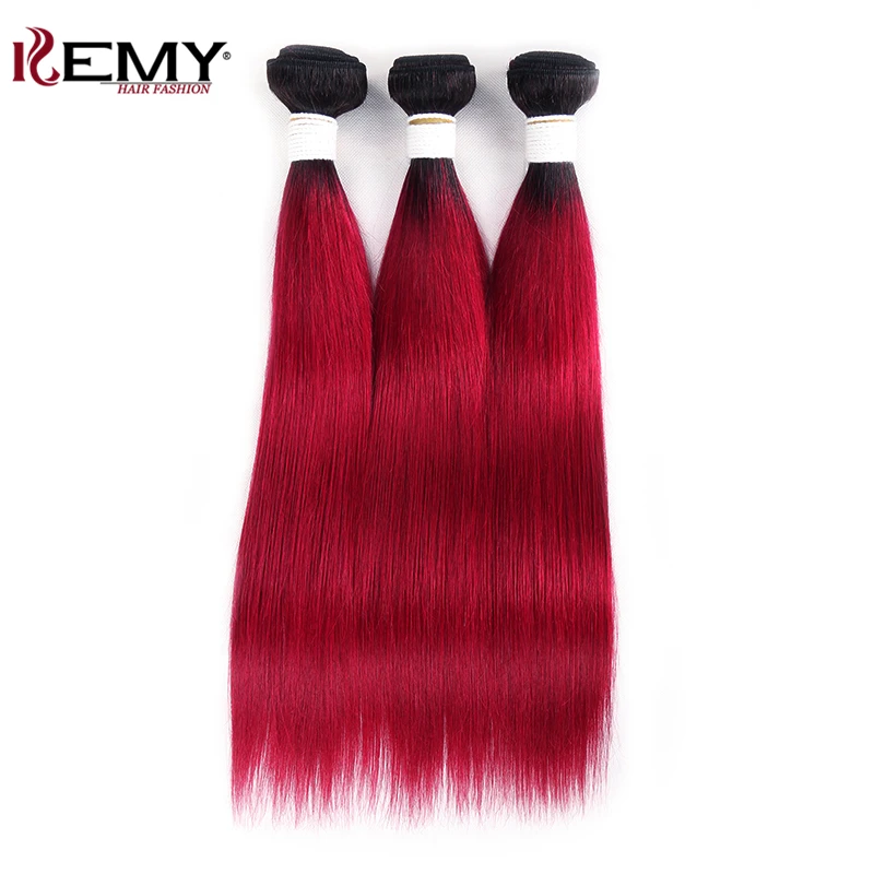 

Brazilian Straight Hair Bundles T1B/BURG 100% Human Hair Weave Bundles 8-26inch Pre-Colored Non Remy Hair Extension KEMY HAIR