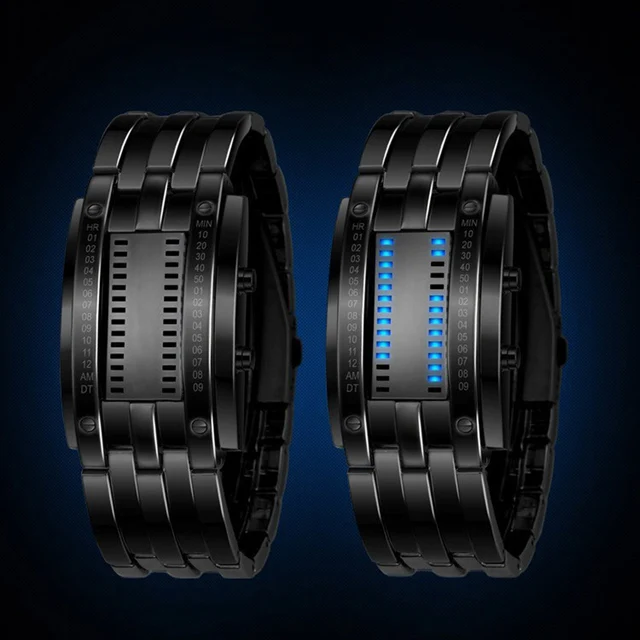 Binary Wristwatches Luxury Lovers' LED Electronic Blue Display Luminous Watch Sp Binary Wristwatches Luxury Lovers' LED Electronic Blue Display Luminous Watch Sp