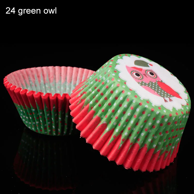 100 шт. бумажный стаканчик для торта, маленькая форма для торта, коробка для кексов, форма для выпечки, инструмент для украшения торта, лайнер для торта, кухонные аксессуары - Цвет: 24 green owl