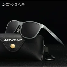AOWEAR роскошные квадратные поляризованные солнцезащитные очки для мужчин, высокое качество, алюминиевые ретро очки, антибликовые очки для вождения, солнцезащитные очки, Lunette