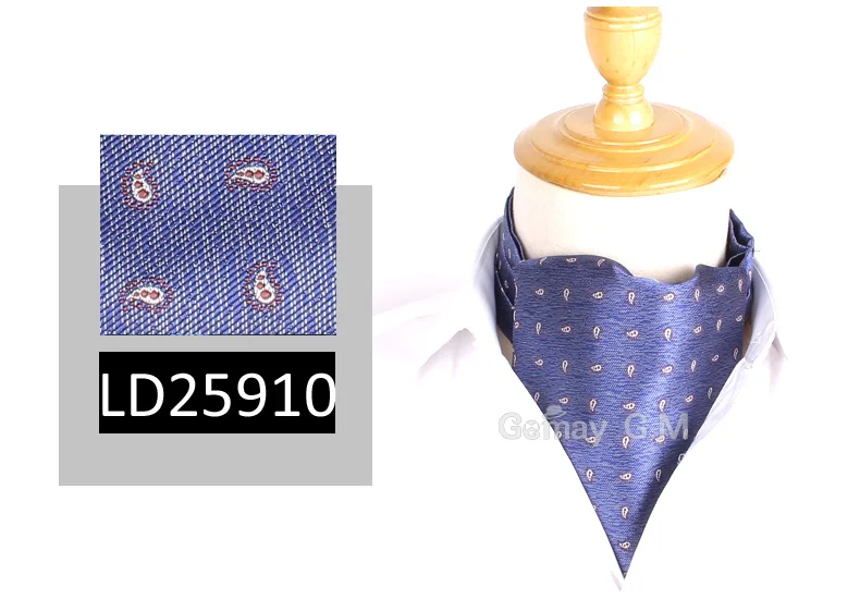 Модные классические галстуки для мужчин, винтажные жаккардовые галстуки Аскот, вечерние галстуки из полиэстера для британских джентльменов - Цвет: LD25910