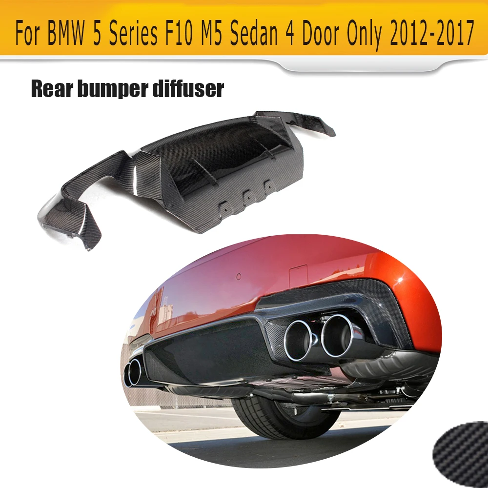 

For 5 Series Straight Carbon Fiber rear bumper lip spoiler diffuser For BMW F10 M5 Sedan 2012 - 2017 Black FRP