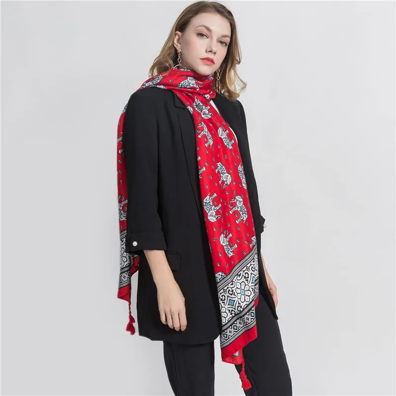 Elephant design party with a multi-purpose cotton and hemp tassel scarf | Аксессуары для одежды