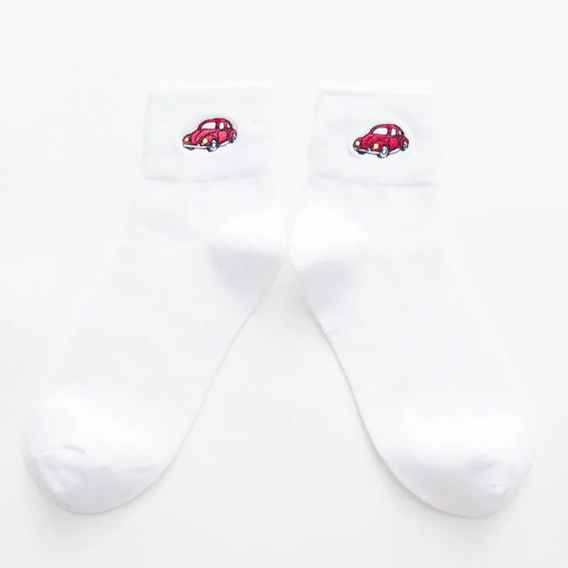 [COSPLACOOL] Harajuku носки милые забавные Chaussette Femme белые/черные носки с вышивкой Женские носки Skarpetki Damskie Sokken - Цвет: 4