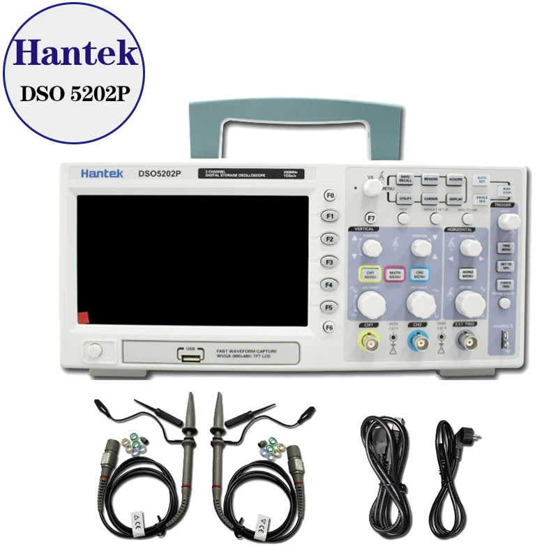 Hantek DSO5202P цифровой осциллограф 200 МГц 2 канала 1GSa/s 7 ''TFT lcd