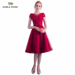 Благородный WEISS распродажа, темный Красное Кружевное платье для выпускного вечера es длиной до колена Robe De Soiree мини-платье А-силуэта в
